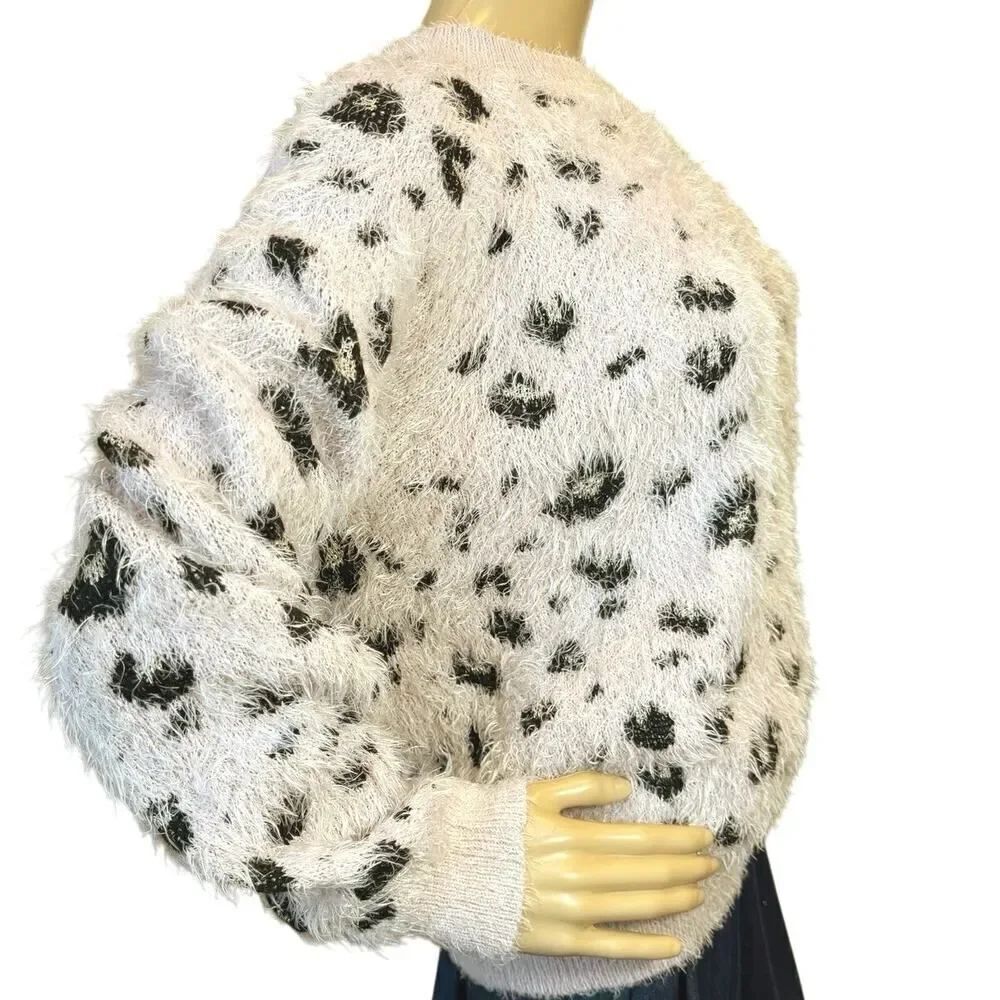 Candie's Eyelash Mock Neck Pullover Crewneck Leopard Print Sweater Cozy Chic XL - Picture 4 of 10